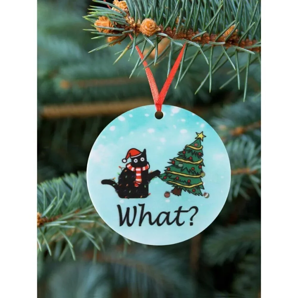 1pc Round Acrylic Tree Ornament Cat Lover Gifts For Women